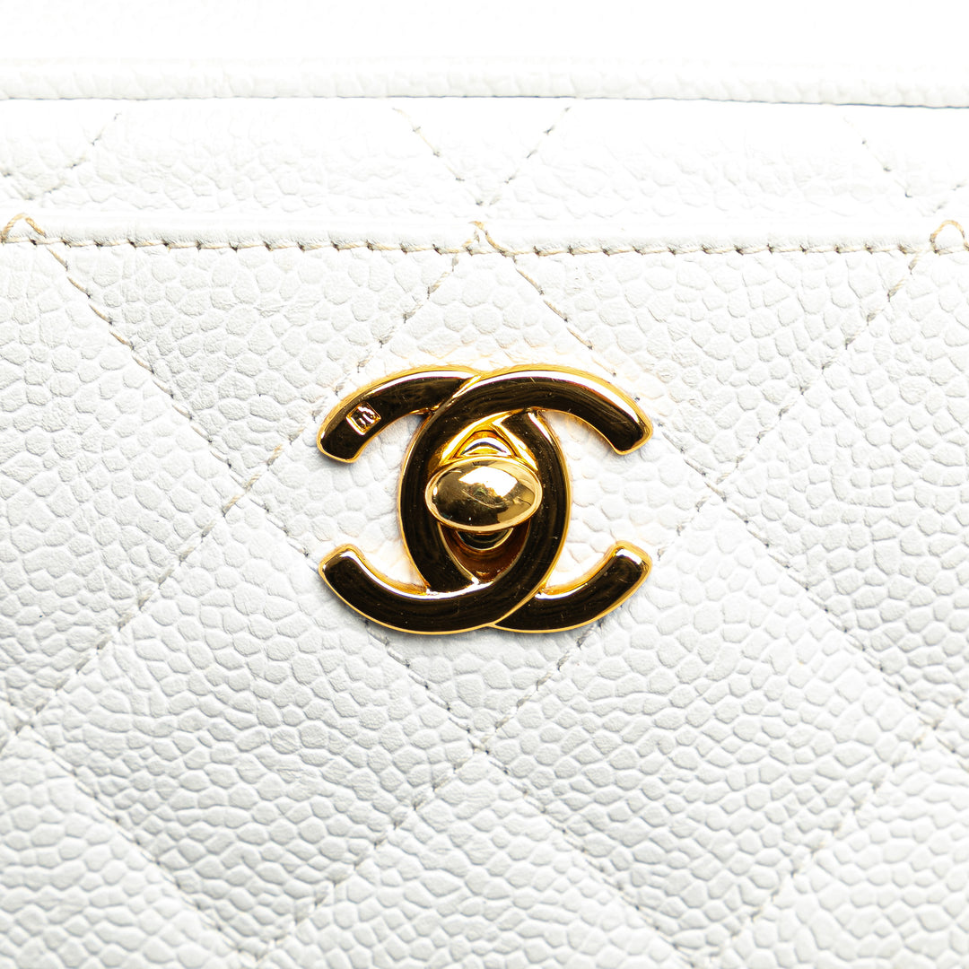 Quilted Caviar CC Camera Bag White - Gaby Paris