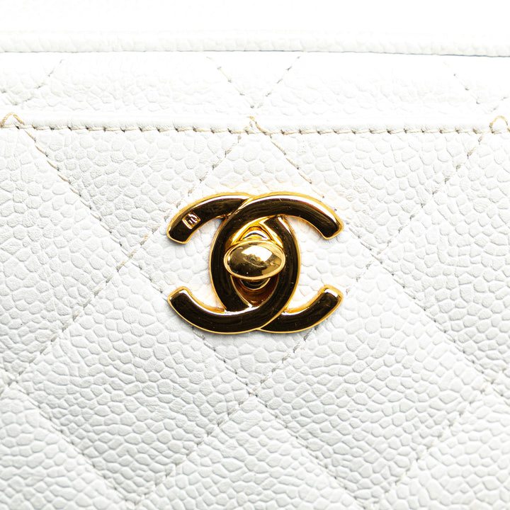 Quilted Caviar CC Camera Bag White - Gaby Paris