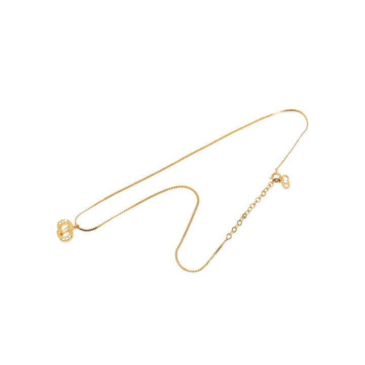 Dior Collier Strass CD Logo Pendant plaqué or – vue principale – GABY PARIS