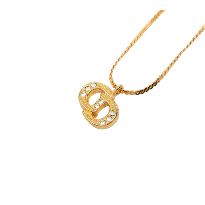 Dior Collier Strass CD Logo Pendant plaqué or – vue 4 – GABY PARIS