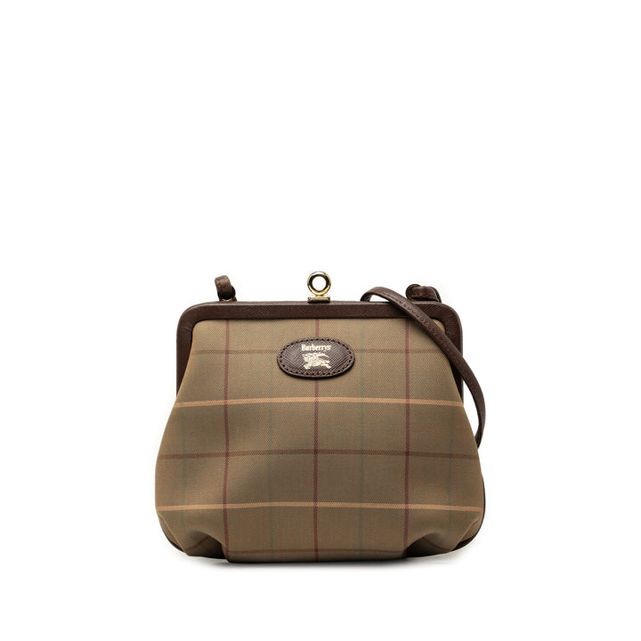 Burberry Vintage Check Toile Kiss Lock Sac porté croisé