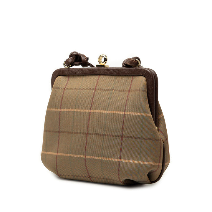 Burberry Vintage Check Toile Kiss Lock Sac porté croisé