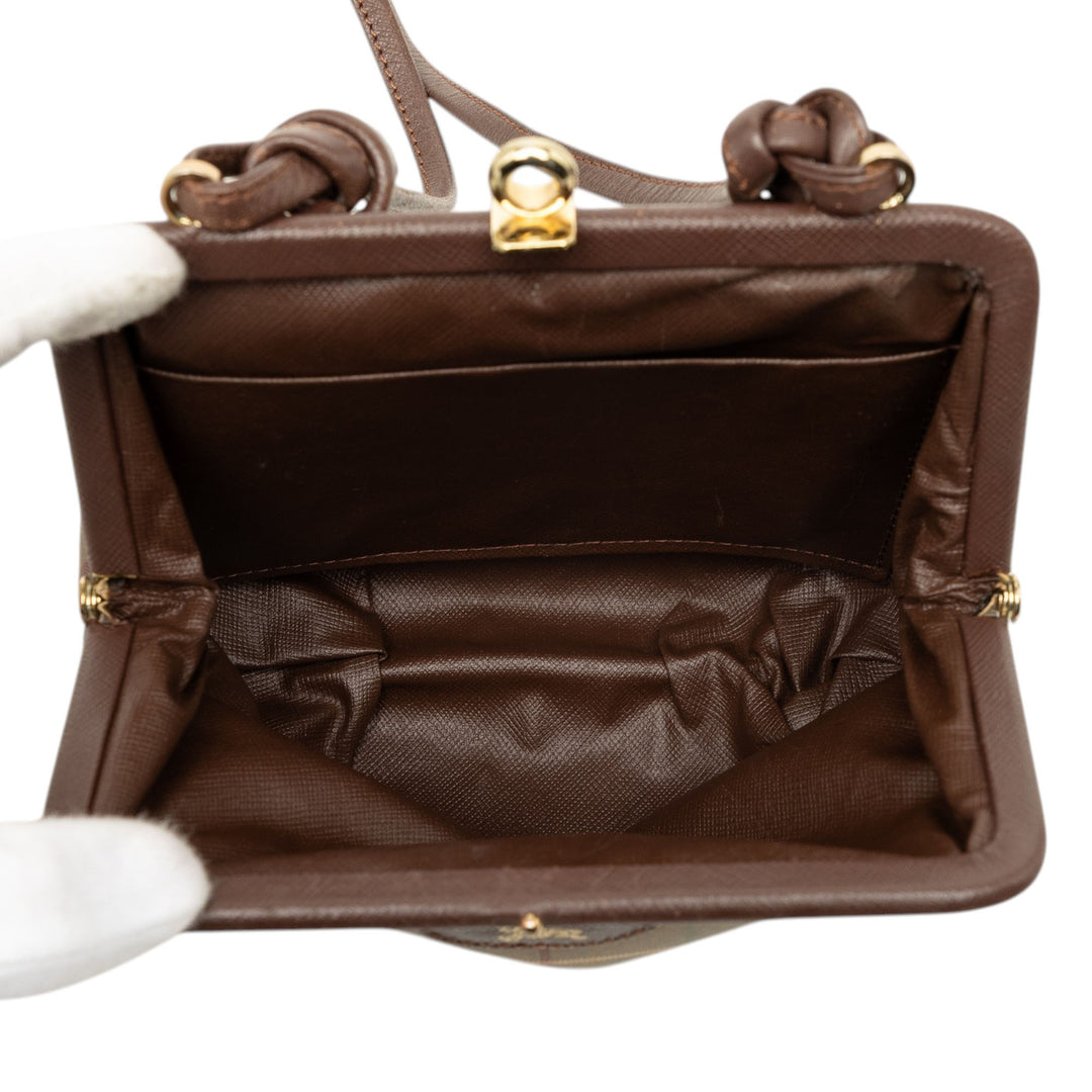 Burberry Vintage Check Toile Kiss Lock Sac porté croisé