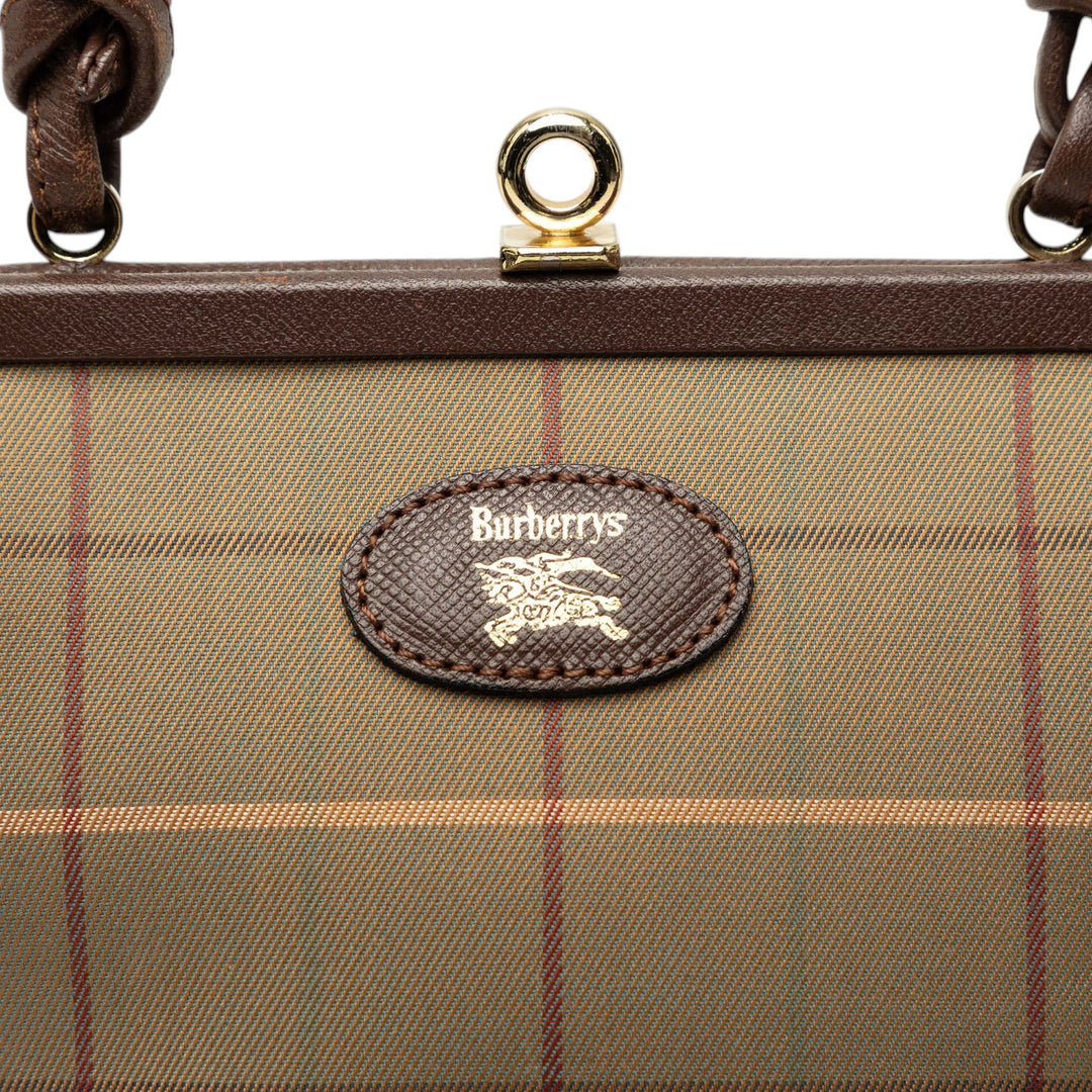 Burberry Vintage Check Toile Kiss Lock Sac porté croisé