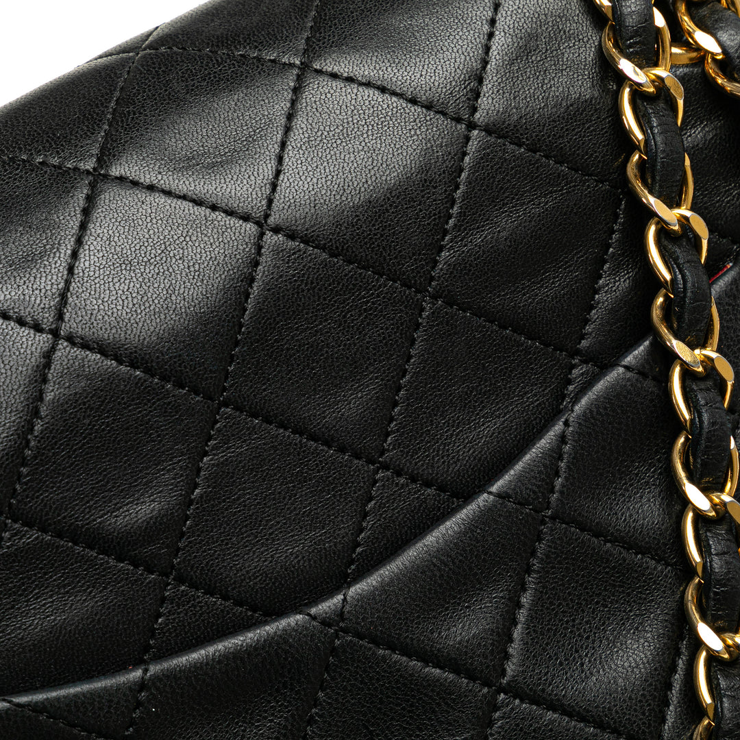 Medium Classic Lambskin Double Flap Black - Gaby Paris