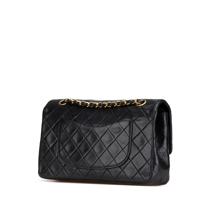 Medium Classic Lambskin Double Flap Black - Gaby Paris