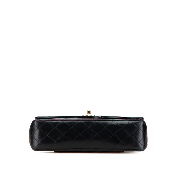 Medium Classic Lambskin Double Flap Black - Gaby Paris