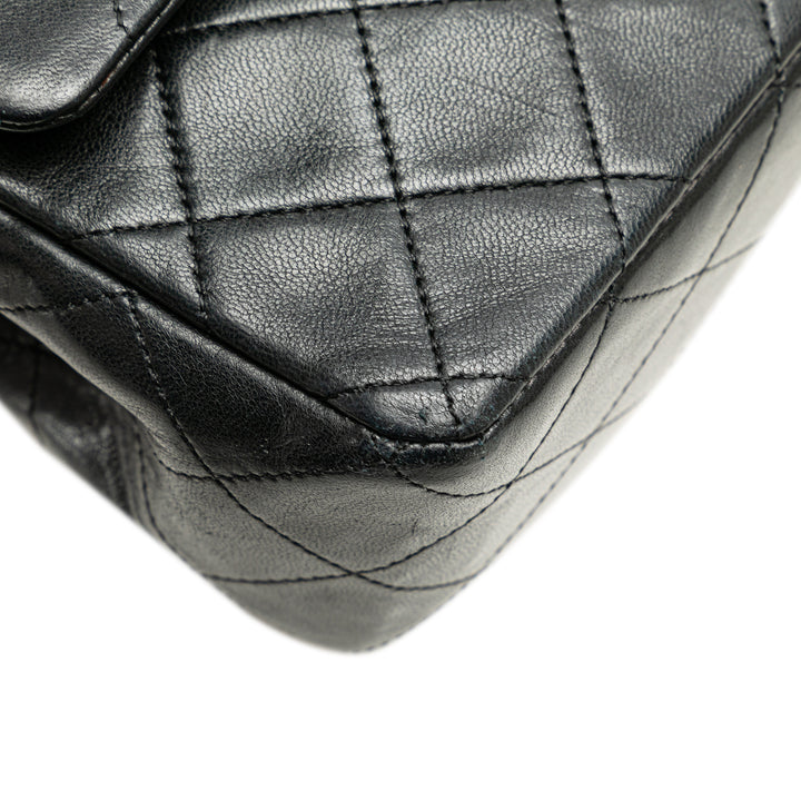 Medium Classic Lambskin Double Flap Black - Gaby Paris