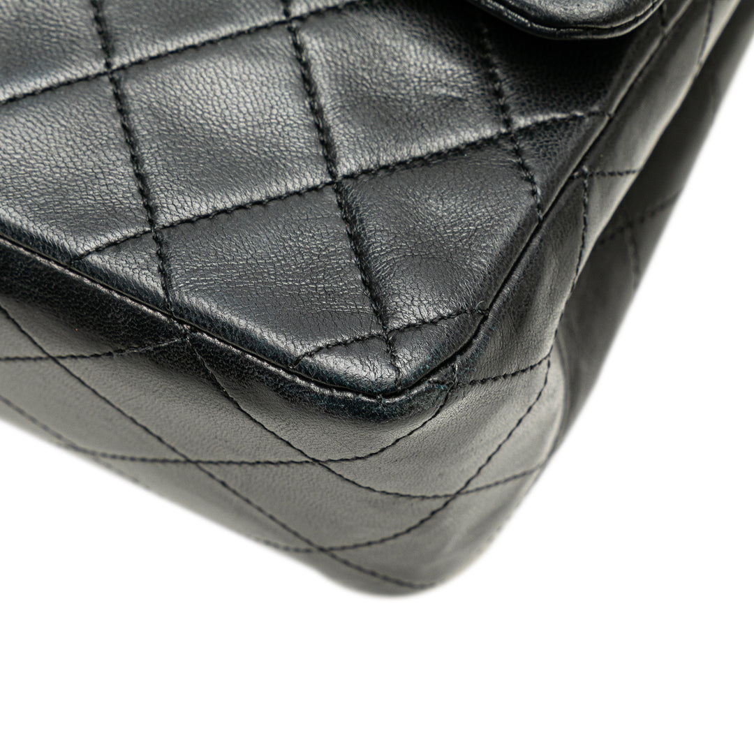 Medium Classic Lambskin Double Flap Black - Gaby Paris