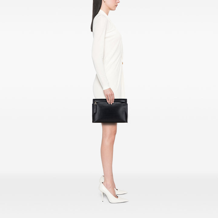 LOEWE Cuir Anagram T Pochette Noir