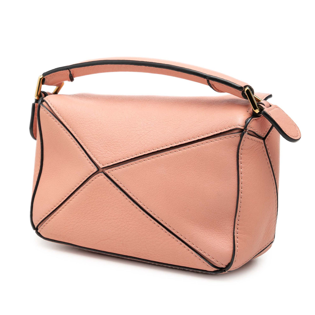 LOEWE Puzzle Sac Mini Cuir de veau Rose – vue 2 – GABY PARIS