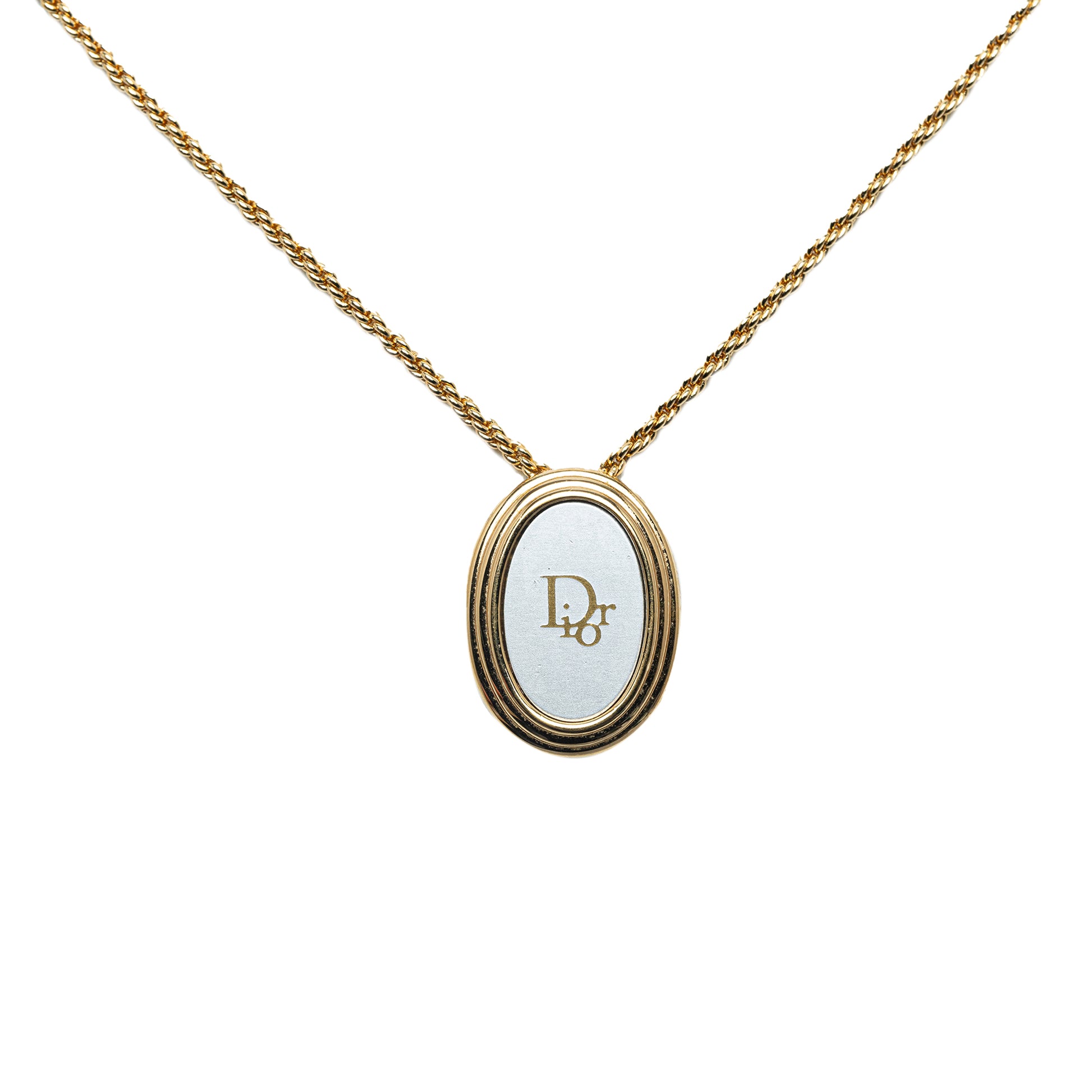 Oval Logo Pendant Necklace Gold - Gaby Paris