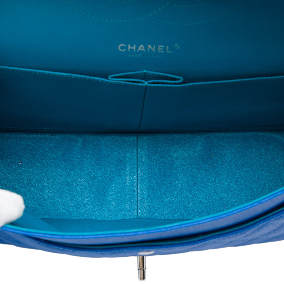 Chanel Classic Double rabat Jumbo Cuir caviar Bleu – vue 4 – GABY PARIS