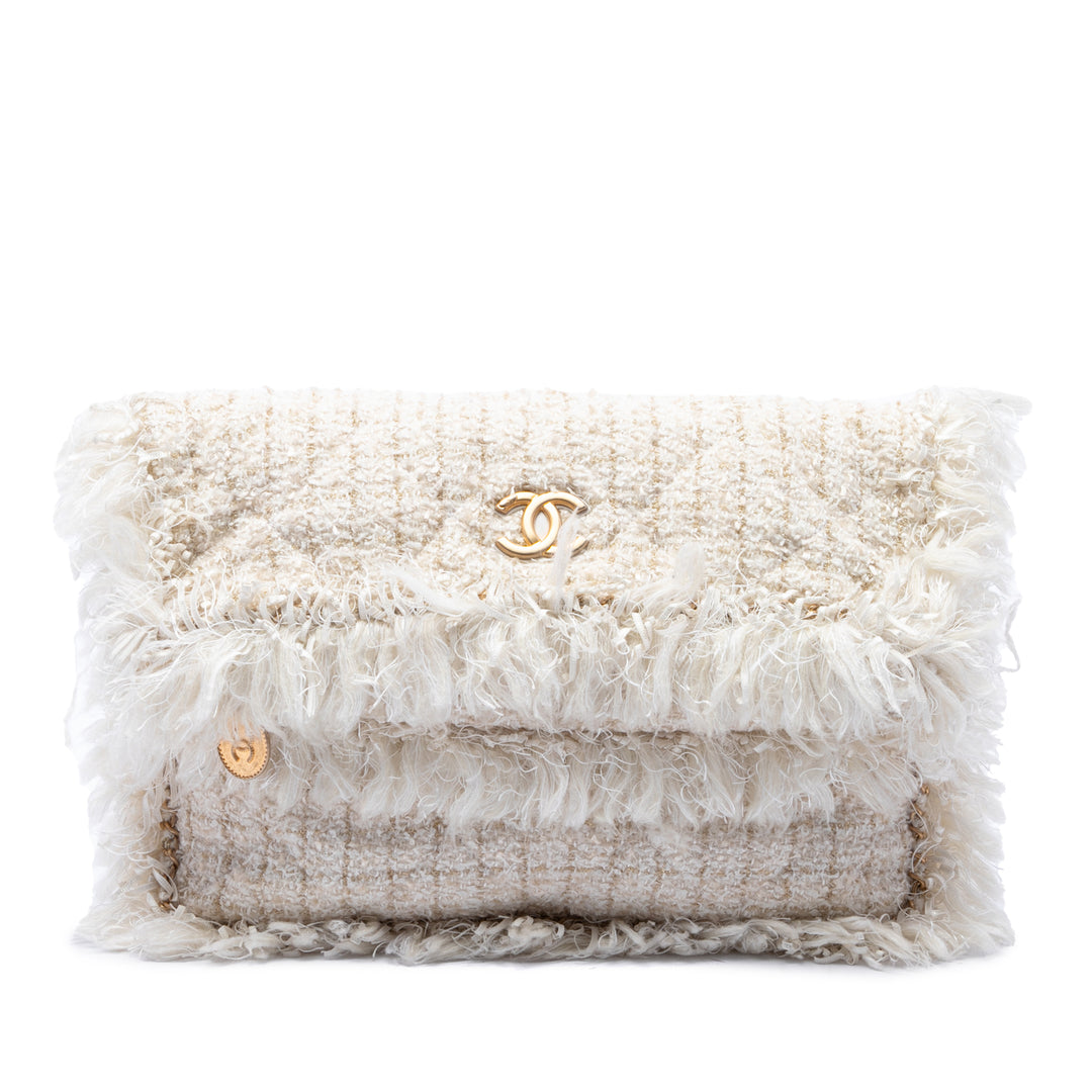 Chanel Paris Cosmopolite Fringe Pochette Tweed Marron