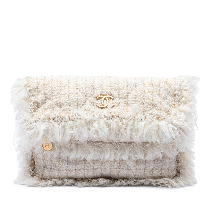 Chanel Paris Cosmopolite Fringe Pochette Tweed Marron