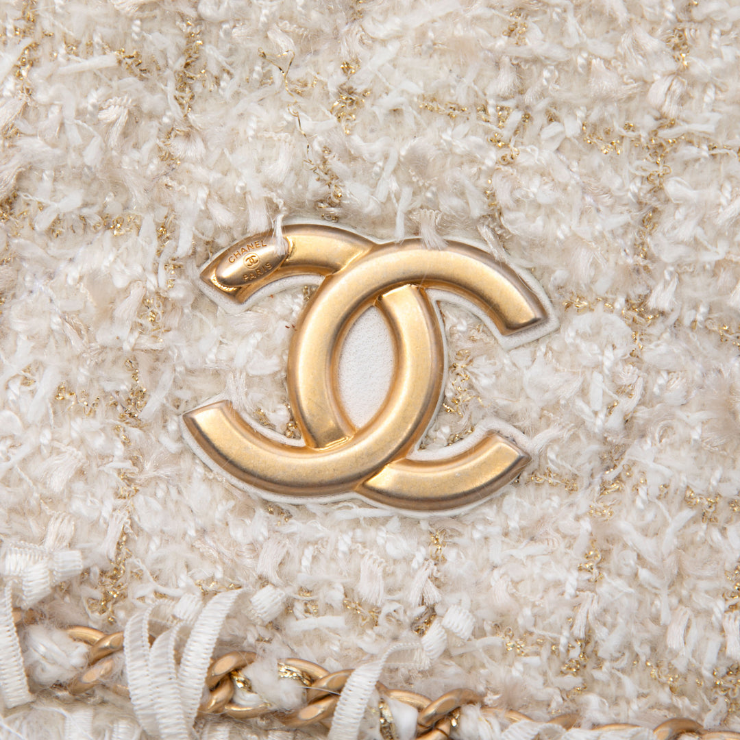 Chanel Paris Cosmopolite Fringe Pochette Tweed Marron