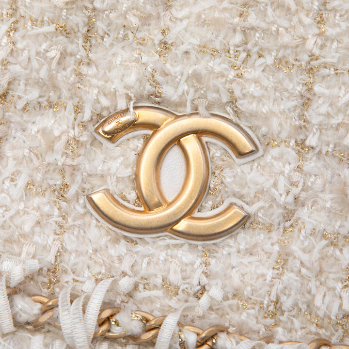 Chanel Paris Cosmopolite Fringe Pochette Tweed Marron