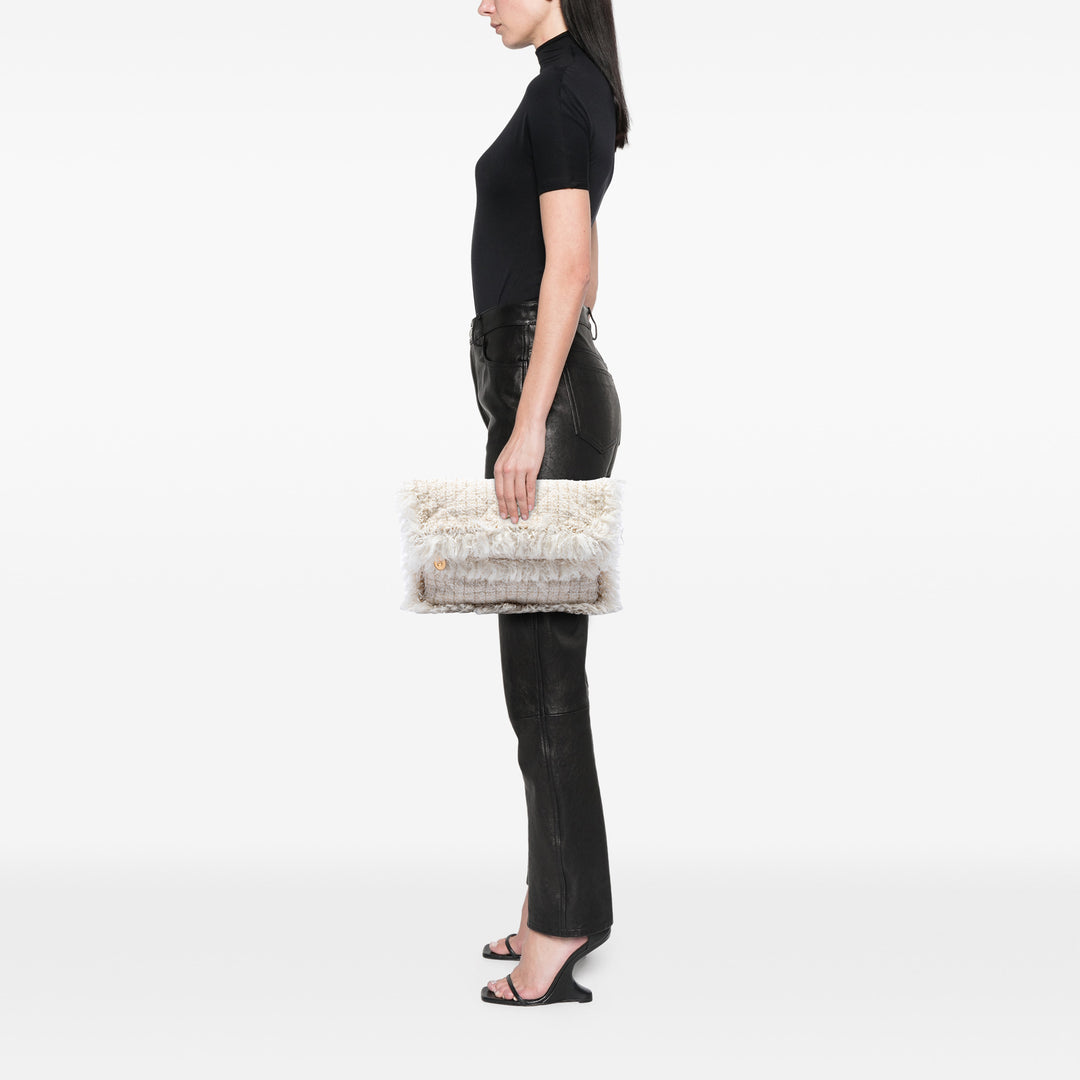 Chanel Paris Cosmopolite Fringe Pochette Tweed Marron