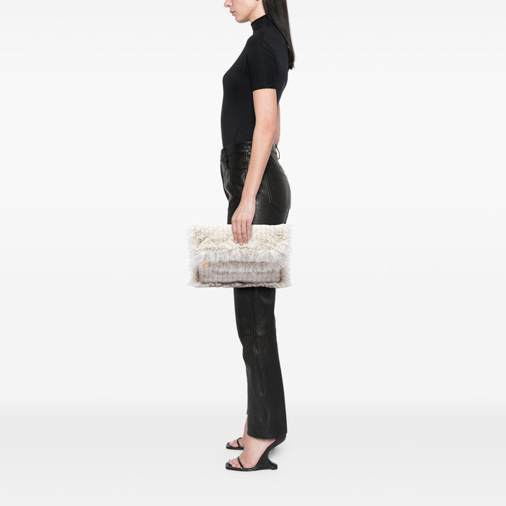 Chanel Paris Cosmopolite Fringe Pochette Tweed Marron
