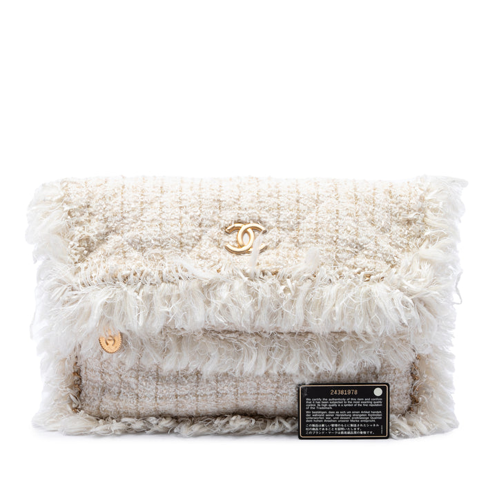 Chanel Paris Cosmopolite Fringe Pochette Tweed Marron
