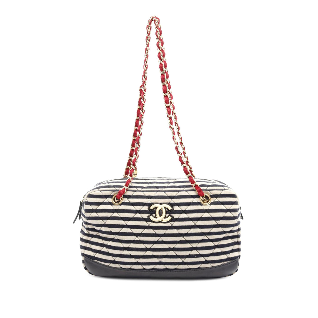 Quilted Jersey and Lambskin Coco Sailor Camera Bag Black - Gaby Paris