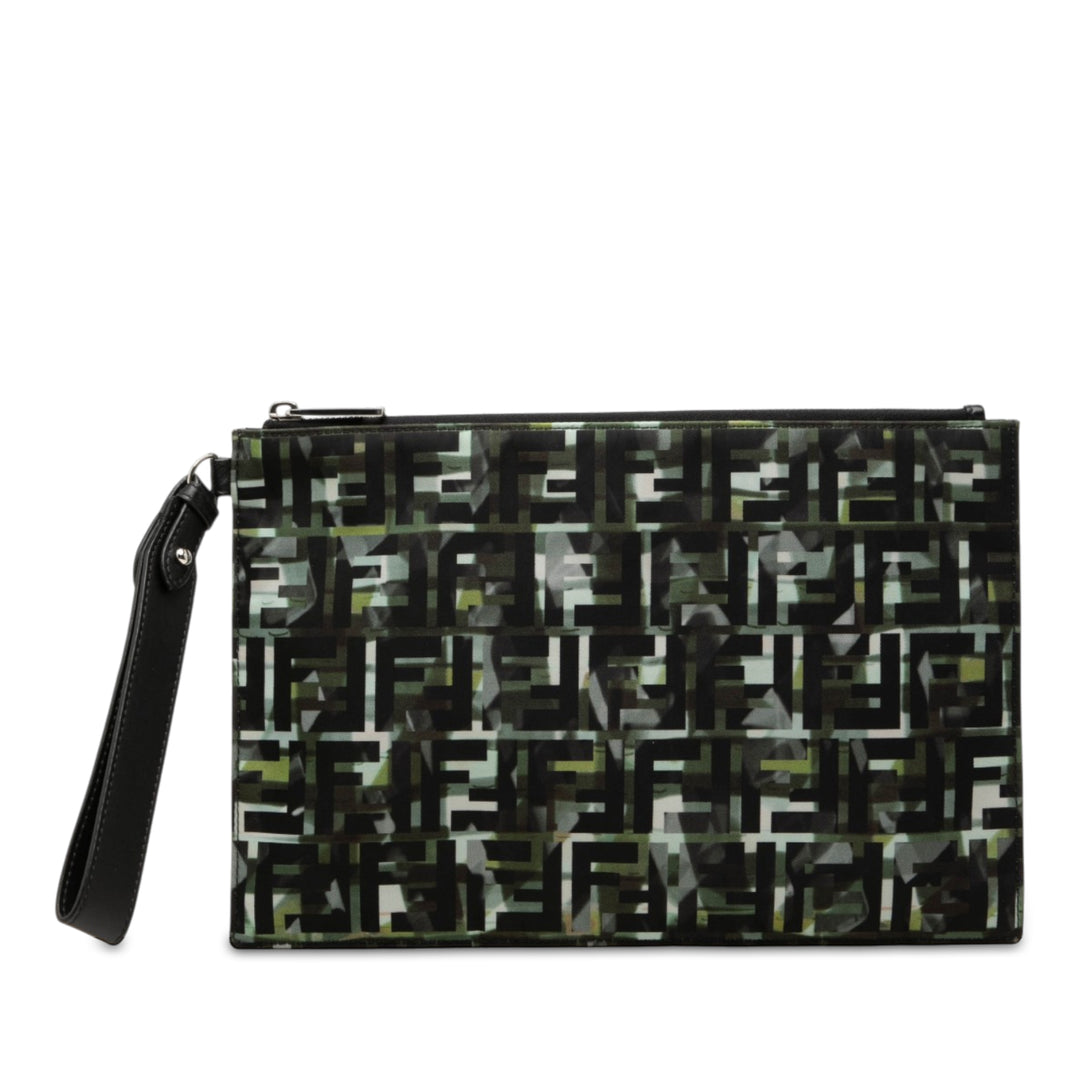 Fendi Pochette FF 1974 Camouflage Wristlet Noir – vue principale – GABY PARIS