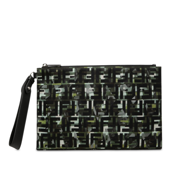 Fendi Pochette FF 1974 Camouflage Wristlet Noir – vue principale – GABY PARIS