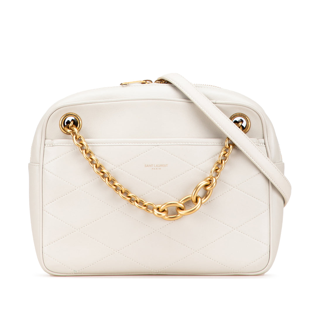 Saint Laurent Quilted Cuir d’agneau Le Maillon Chain Sac bandoulière Blanc – GABY PARIS Authentique