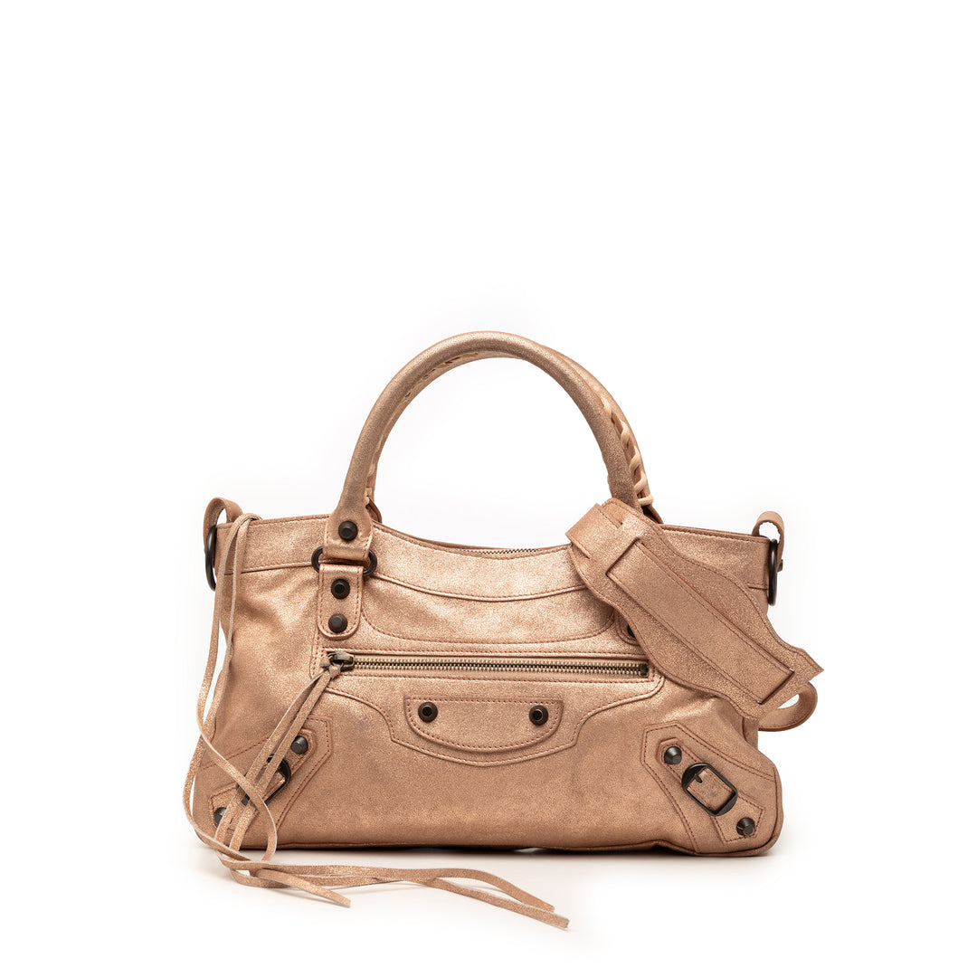 Balenciaga Metallic Craquele Daim Motocross Classic First Sac