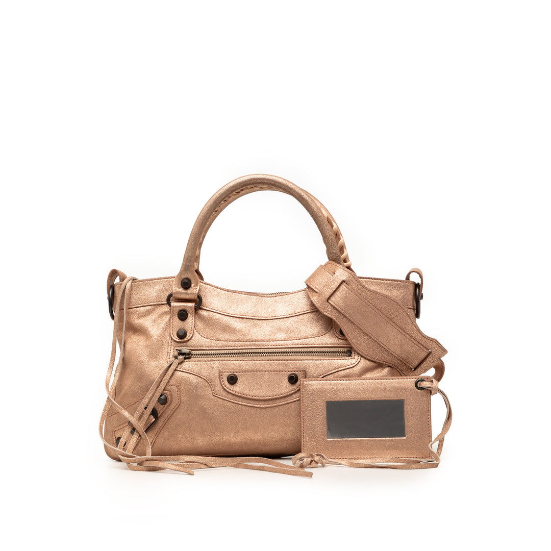 Balenciaga Metallic Craquele Daim Motocross Classic First Sac