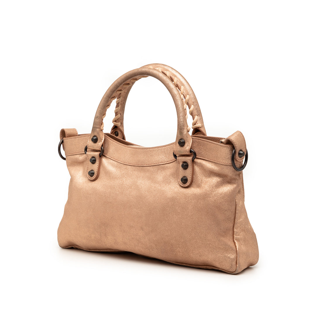 Balenciaga Metallic Craquele Daim Motocross Classic First Sac