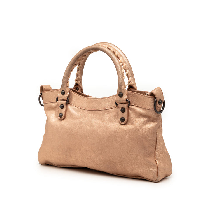 Balenciaga Metallic Craquele Daim Motocross Classic First Sac