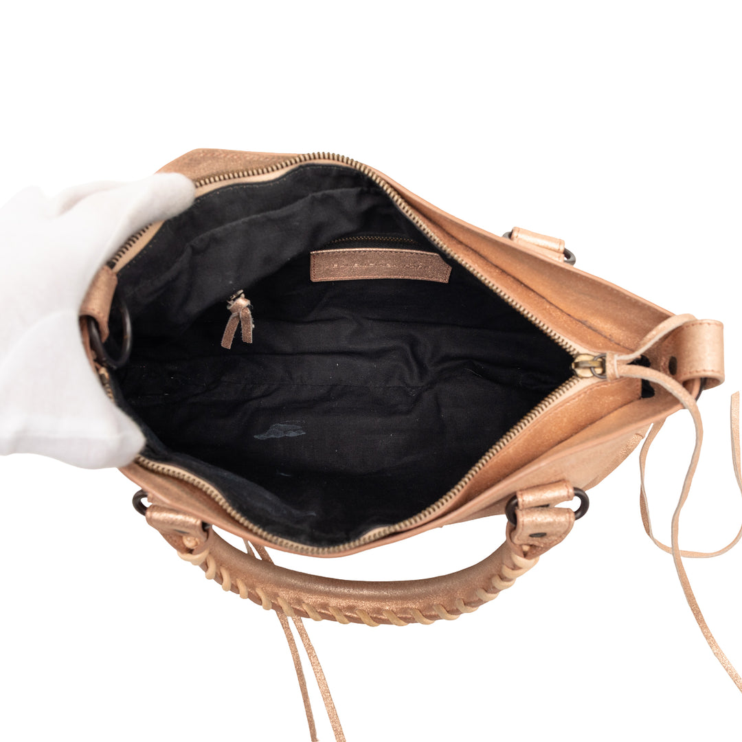 Balenciaga Metallic Craquele Daim Motocross Classic First Sac