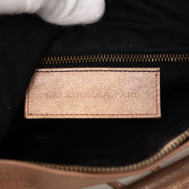 Balenciaga Metallic Craquele Daim Motocross Classic First Sac