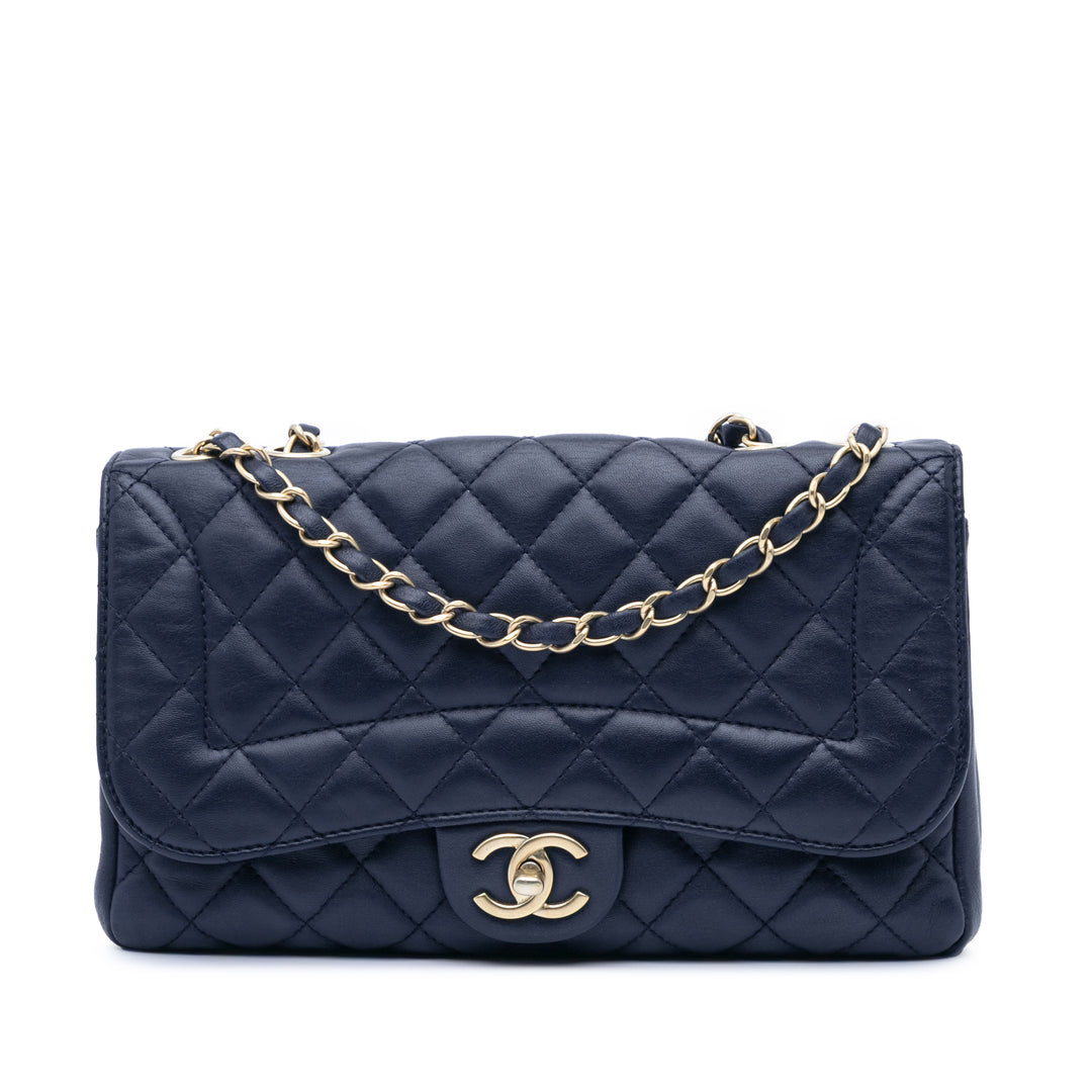Medium Quilted Lambskin Mademoiselle Chic Flap Blue - Gaby Paris