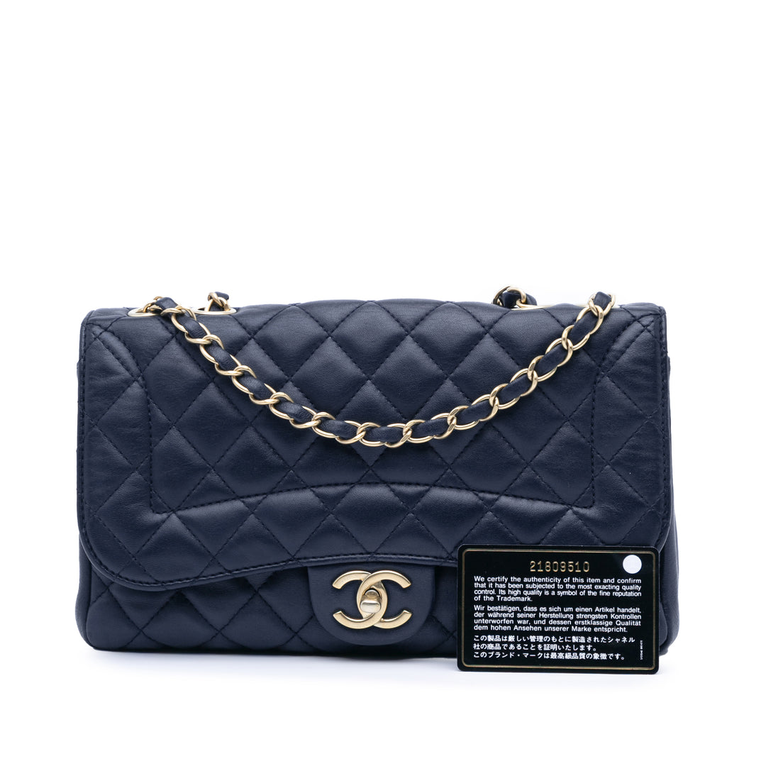 Medium Quilted Lambskin Mademoiselle Chic Flap Blue - Gaby Paris