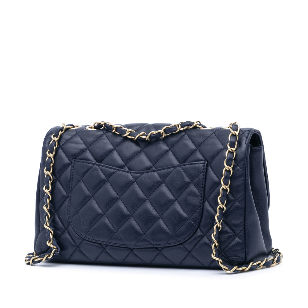 Medium Quilted Lambskin Mademoiselle Chic Flap Blue - Gaby Paris