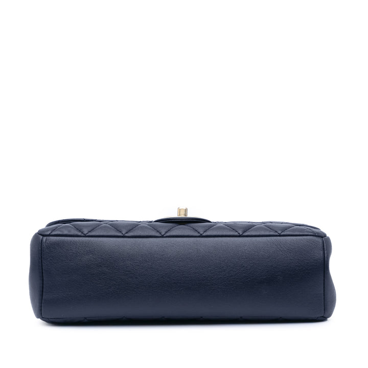 Medium Quilted Lambskin Mademoiselle Chic Flap Blue - Gaby Paris