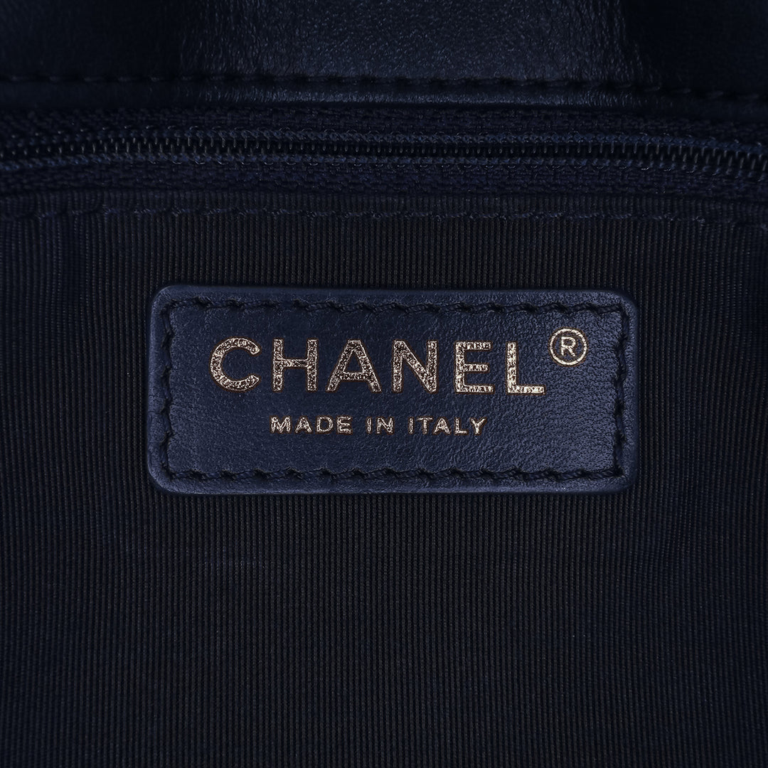 Medium Quilted Lambskin Mademoiselle Chic Flap Blue - Gaby Paris