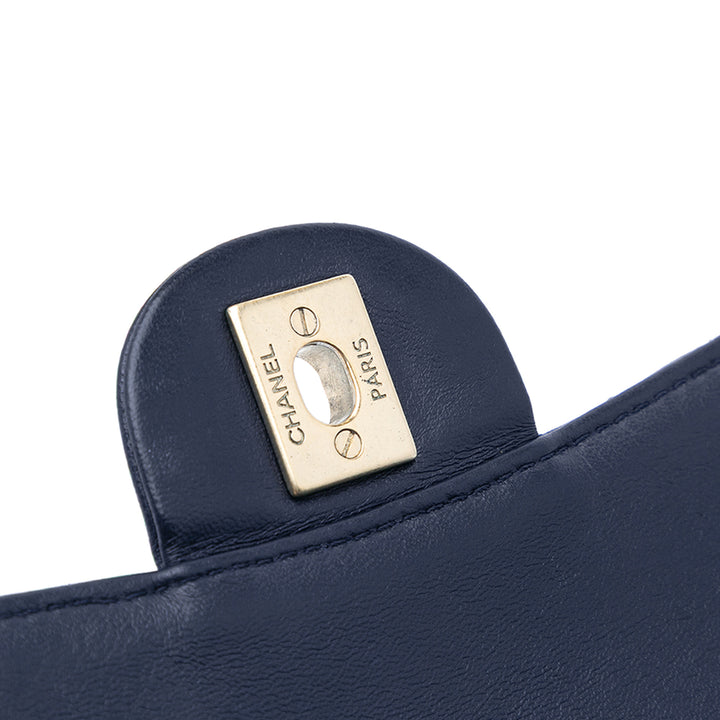 Medium Quilted Lambskin Mademoiselle Chic Flap Blue - Gaby Paris