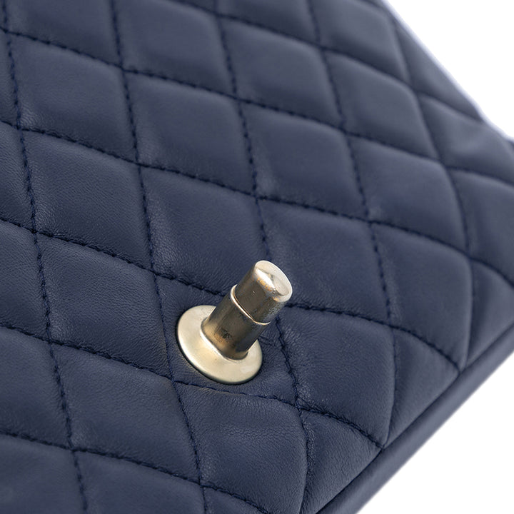 Medium Quilted Lambskin Mademoiselle Chic Flap Blue - Gaby Paris