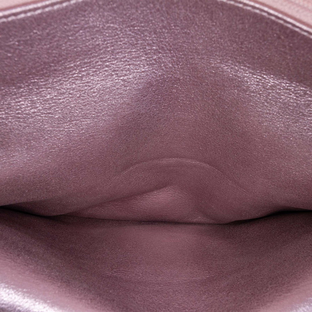 Medium Classic Iridescent Calfskin Double Flap Pink - Gaby Paris