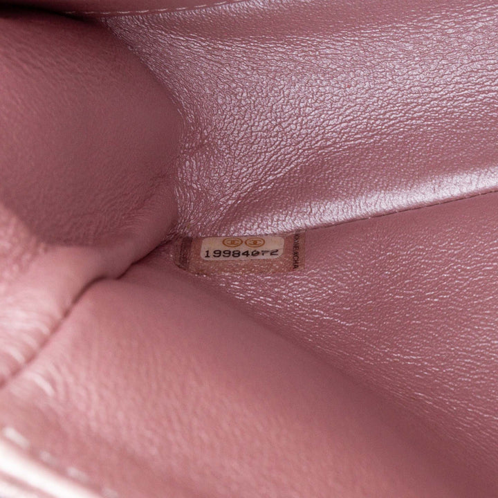 Medium Classic Iridescent Calfskin Double Flap Pink - Gaby Paris