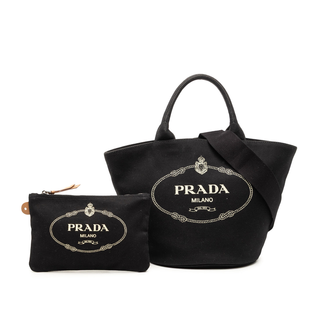Prada Toile Canapa Logo Cabas