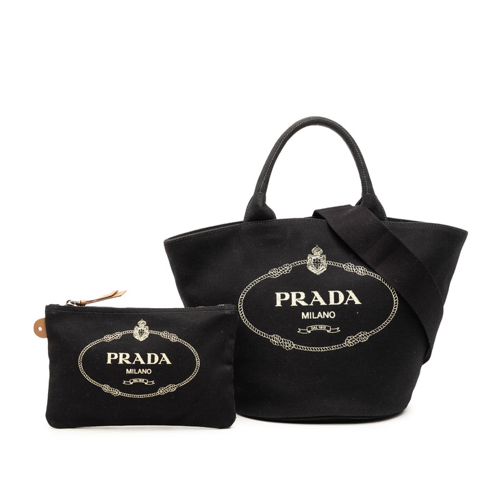 Prada Toile Canapa Logo Cabas
