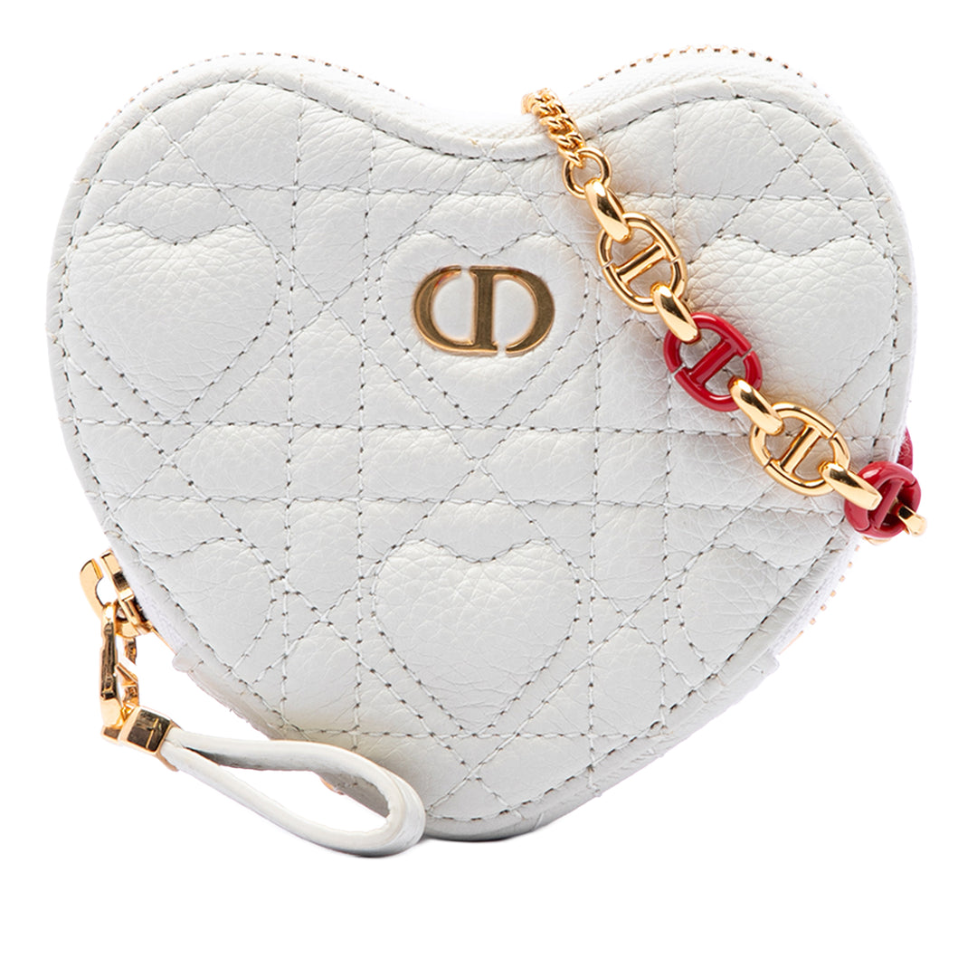 Dior DiorAmour Cuir de veau Cannage Caro Heart Pochette avec chaîne