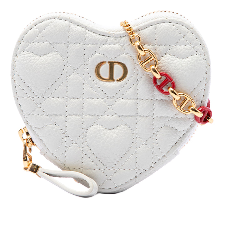 Dior DiorAmour Cuir de veau Cannage Caro Heart Pochette avec chaîne