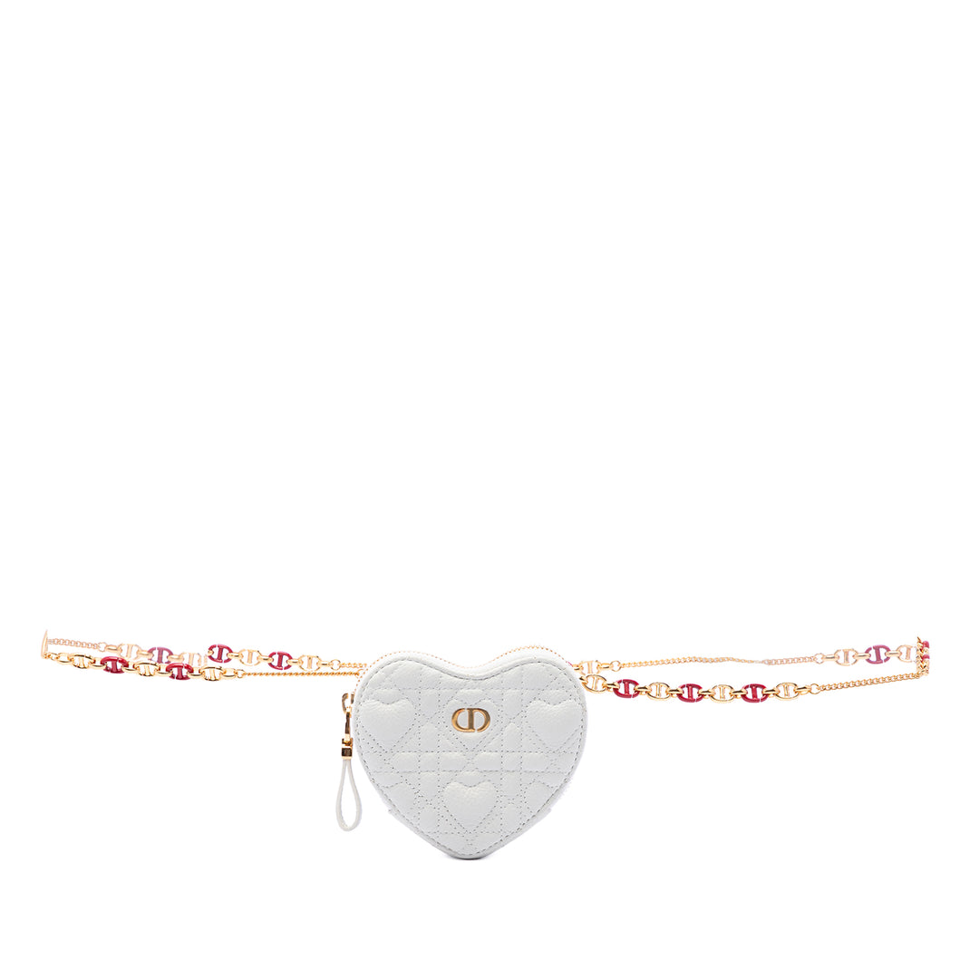 Dior DiorAmour Cuir de veau Cannage Caro Heart Pochette avec chaîne