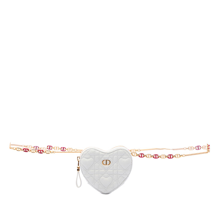 Dior DiorAmour Cuir de veau Cannage Caro Heart Pochette avec chaîne