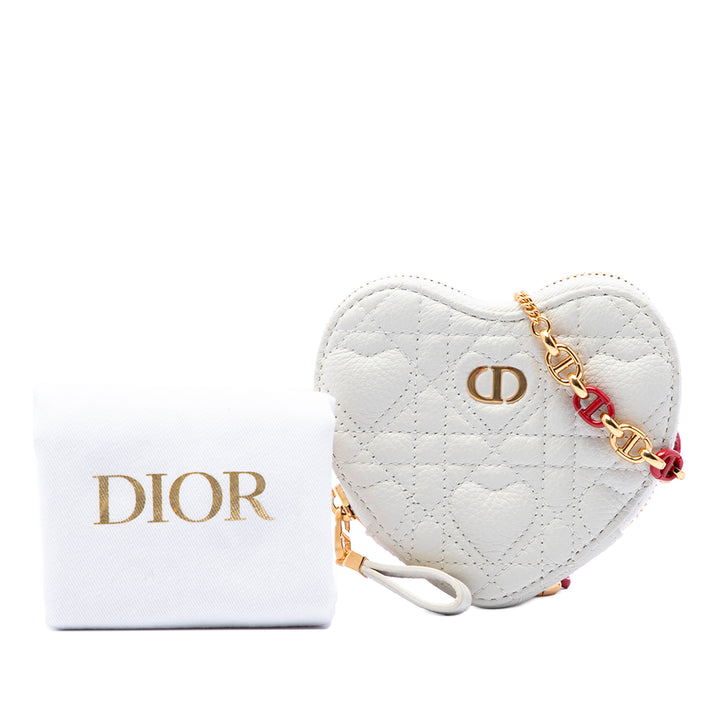 Dior DiorAmour Cuir de veau Cannage Caro Heart Pochette avec chaîne